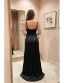 Satin Square-Neck Slit Maxi Dress for Wedding Guests