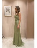 Satin Cowl Neck Maxi Slip Dress for Wedding Guests