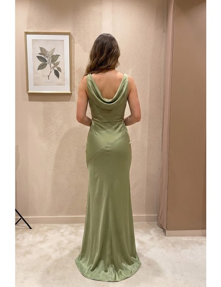 Satin Cowl Neck Maxi Slip Dress for Wedding Guests