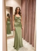 Satin Cowl Neck Maxi Slip Dress for Wedding Guests