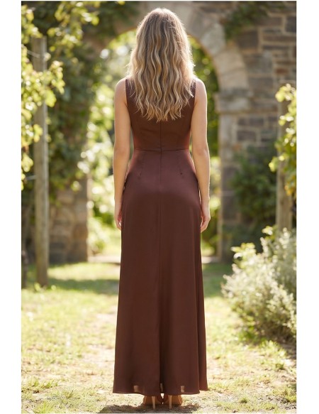 Satin V-Neck Fitted Maxi Dress for Garden Weddings