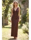 Satin V-Neck Fitted Maxi Dress for Garden Weddings