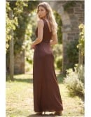 Satin V-Neck Fitted Maxi Dress for Garden Weddings