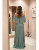 Off-Shoulder Chiffon Slit Maxi Dress for Wedding Guests