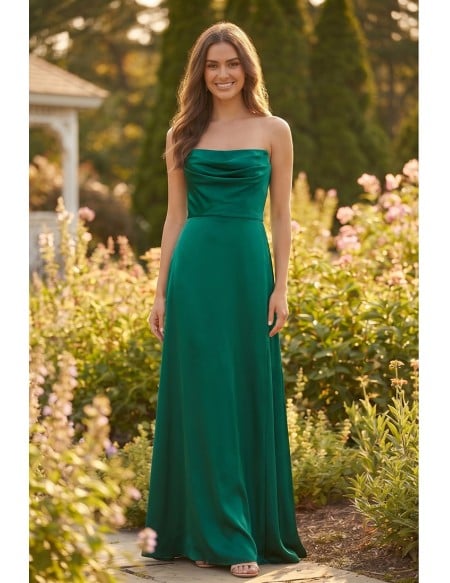 Satin Strapless Cowl Maxi Dress for Outdoor Summer Weddings