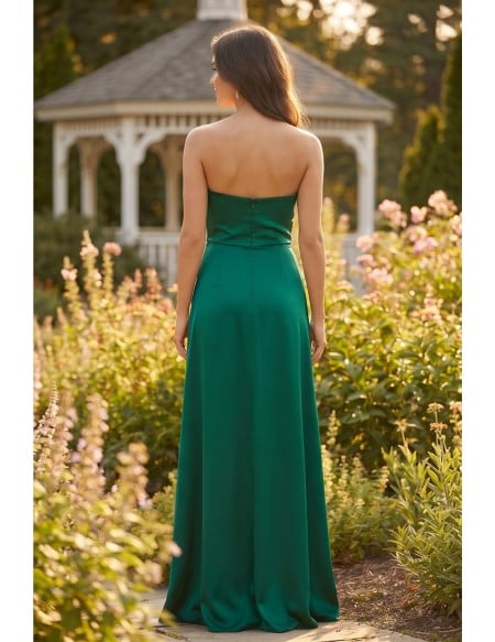 Satin Strapless Cowl Maxi Dress for Outdoor Summer Weddings