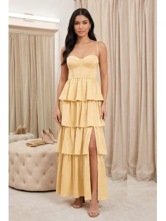 Gold Bridesmaid Dresses, Bridesmaid Dresses Gold Color -GemGrace