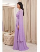 Chiffon Cape-Sleeve V-Neck Maxi Dress for Garden Wedding