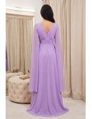 Chiffon Cape-Sleeve V-Neck Maxi Dress for Garden Wedding