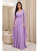 Chiffon Cape-Sleeve V-Neck Maxi Dress for Garden Wedding