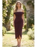 Corset Off-Shoulder Midi Dress with Slit for Garden Wedding