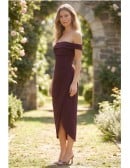 Corset Off-Shoulder Midi Dress with Slit for Garden Wedding