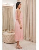 Chiffon Pleated Halter Midi Dress for Wedding Guests