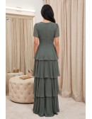 Chiffon Tiered V-Neck Maxi Dress for Garden Weddings