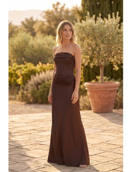 Satin Draped Back Slip Maxi Dress for Outdoor Summer Weddings