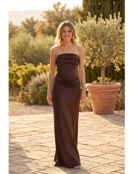 Satin Draped Back Slip Maxi Dress for Outdoor Summer Weddings