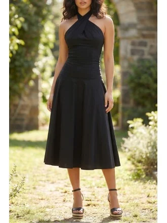 velvet burnt orange bridesmaid dresses Black Satin Midi Dress – Gabi Swimwear main image 0