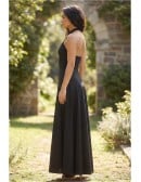 Halter Open-Back Satin Midi Dress for Garden Weddings