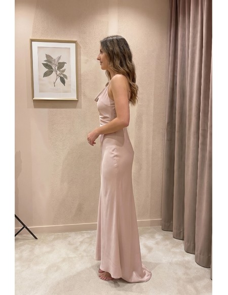 Satin Cowl Neck Slip Dress for Wedding Guests