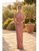 Satin Halter Open-Back Maxi Dress for Outdoor Summer Weddings