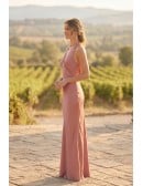 Satin Halter Open-Back Maxi Dress for Outdoor Summer Weddings