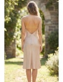 Satin Backless Slip Midi Dress for Garden Weddings