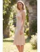 Satin Backless Slip Midi Dress for Garden Weddings