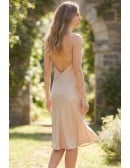 Satin Backless Slip Midi Dress for Garden Weddings
