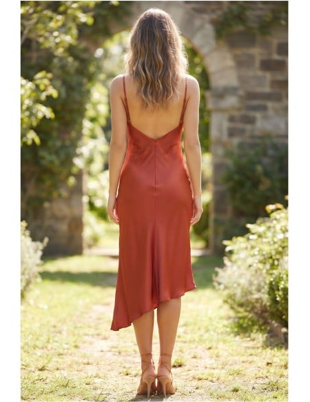 Satin Cowl Neck Slip Dress for Outdoor Summer Wedding
