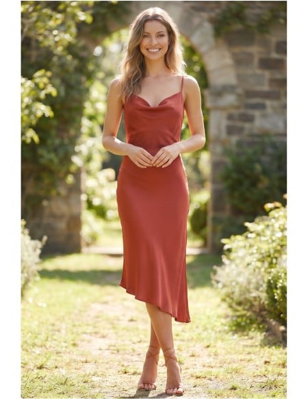 Satin Cowl Neck Slip Dress for Outdoor Summer Wedding