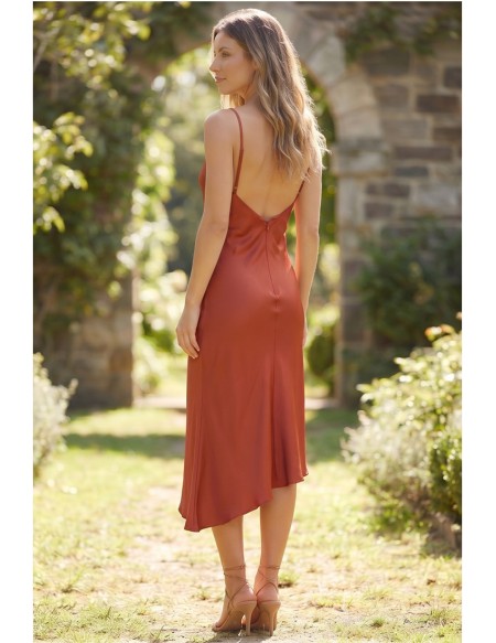 Satin Cowl Neck Slip Dress for Outdoor Summer Wedding
