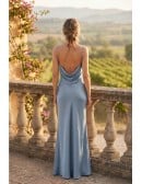 Satin Cowl-Back Slip Dress with Slit for Outdoor Summer Weddings