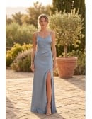 Satin Cowl-Back Slip Dress with Slit for Outdoor Summer Weddings