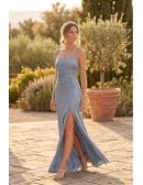 Satin Cowl-Back Slip Dress with Slit for Outdoor Summer Weddings