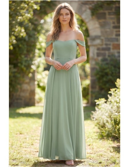Chiffon Off-Shoulder Flowy Maxi Dress for Garden Weddings