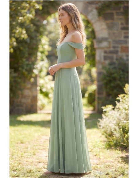 Chiffon Off-Shoulder Flowy Maxi Dress for Garden Weddings