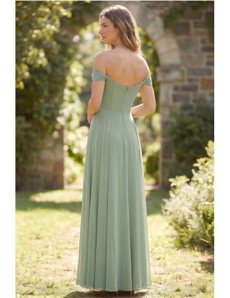 Chiffon Off-Shoulder Flowy Maxi Dress for Garden Weddings
