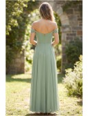 Chiffon Off-Shoulder Flowy Maxi Dress for Garden Weddings