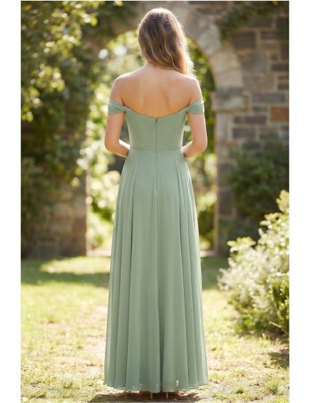 Chiffon Off-Shoulder Flowy Maxi Dress for Garden Weddings
