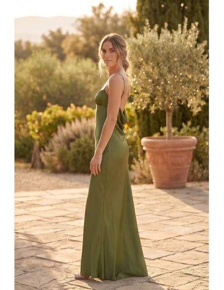 satin cowl back slip dress Satin Cowl-Back Slip Dress with Slit for Outdoor Summer Weddings
