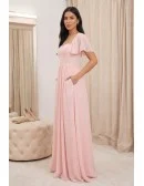 Chiffon Flutter-Sleeve A-Line Maxi Dress for Garden Weddings