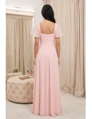 Chiffon Flutter-Sleeve A-Line Maxi Dress for Garden Weddings