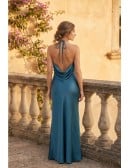 Satin Halter Slit Maxi Dress for Outdoor Summer Weddings