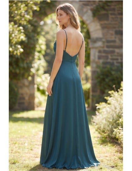 Satin Cowl Neck Slit Maxi Dress for Garden Wedding