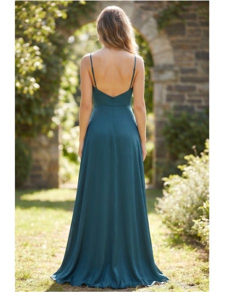Satin Cowl Neck Slit Maxi Dress for Garden Wedding