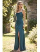 Satin Cowl Neck Slit Maxi Dress for Garden Wedding