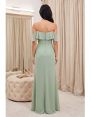 Off-Shoulder Ruffle Chiffon Maxi Dress for Outdoor Summer Weddings