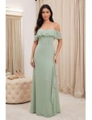 Off-Shoulder Ruffle Chiffon Maxi Dress for Outdoor Summer Weddings