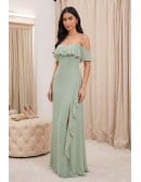 Off-Shoulder Ruffle Chiffon Maxi Dress for Outdoor Summer Weddings