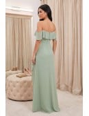 Off-Shoulder Ruffle Chiffon Maxi Dress for Outdoor Summer Weddings